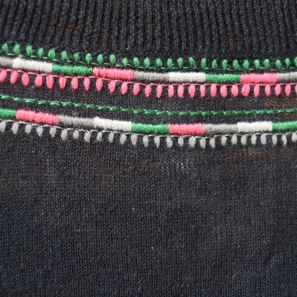 Pure DKNY Black Embroidered Cardigan Colorful Linen Blend Cropped Medium - Picture 7 of 13